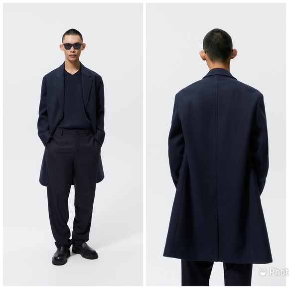 Zara Chester Coat Blue 9621 480‎ Sz  XL - Picture 1 of 8